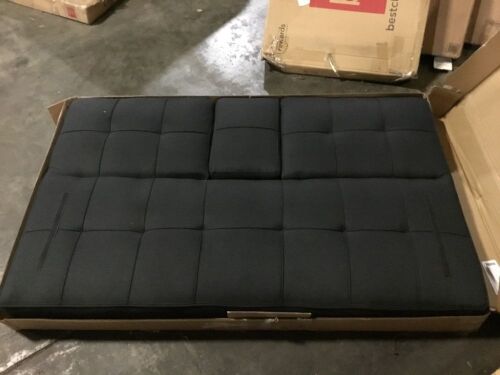 Linen Upholstered Convertible Sofa Bed Futon w/ 2 Cupholders - Lot 551