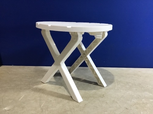 Case of (12) Small Round Plastic Tables  - Lot 786