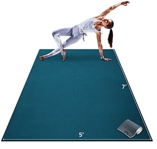 Gorilla Mats Premium Large Yoga Mat – 7' x 5' x 8mm Extra Thick & Ultra Comfortable, Non-Toxic, Non-Slip Barefoot Exercise Mat - Lot 900