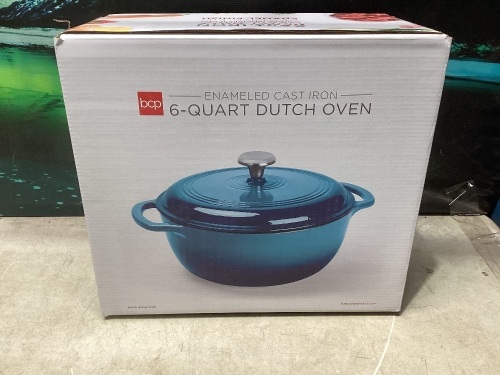 6qt Ceramic Non-Stick Heavy-Duty Cast Iron Dutch Oven w/Enamel Coating, Side Handles for Baking - Lot 1042