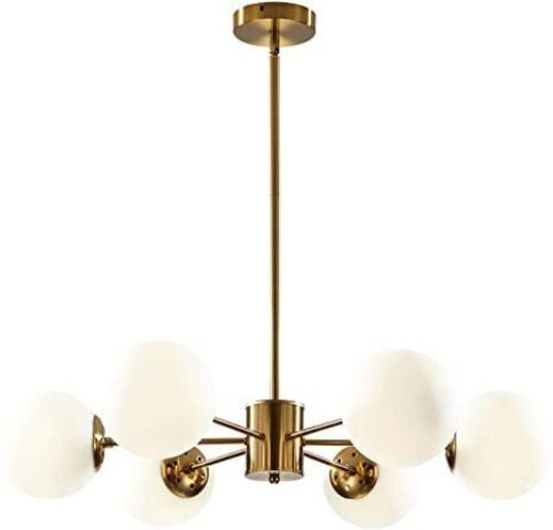 KCO Lighting Sputnik Chandelier Light Globe Shade Frosted Glass Ceiling Pendant Light  - Lot 101
