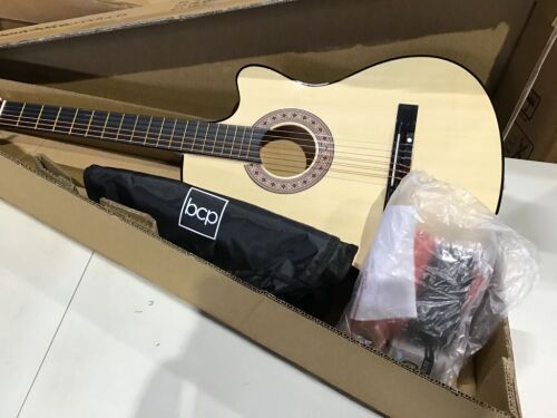 Beginner Acoustic Cutaway Guitar Set w/ Case, Strap, Capo - 38in - Lot 1016