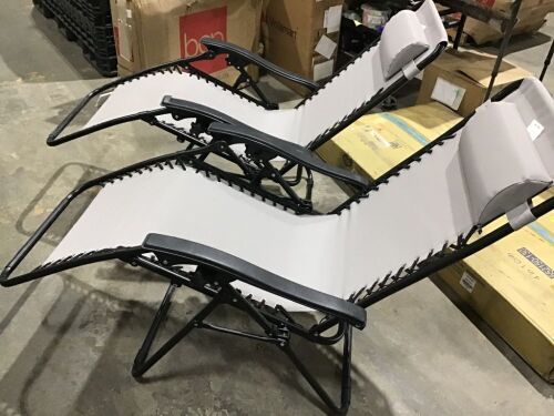Set of 2 Adjustable Zero Gravity Patio Chair Recliners - No Cup Holders, 1 Chair has Stains - Lot 1076