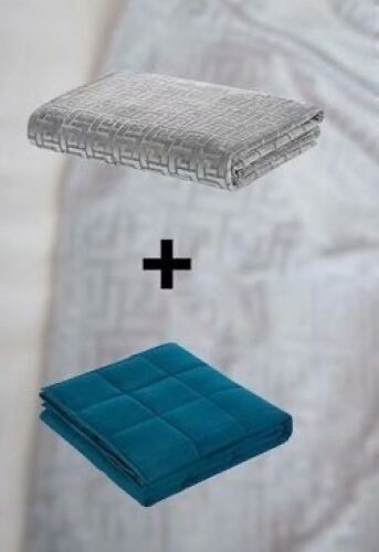 MerryLife 15lb Weighted Blanket with Removable Duvet Cover, Lake Blue/Gray, 48" x 72"  - Lot 759