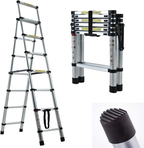 Aluminum Telescopic Extension Ladder, (6+7 Steps, 2+2.3 M / 6.6FT+7.5FT) - Lot 925