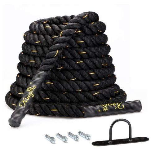 KingSo Battle Rope 1.5 Inch Heavy Exercise Training Rope with 30 Ft Length - Lot 1009