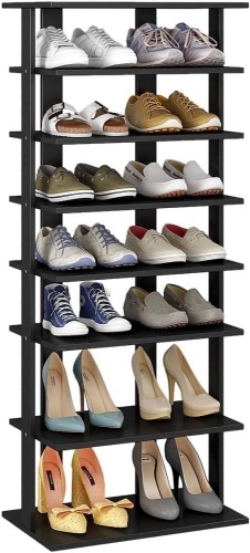 HOMEFORT 7-Tier Wood Shoe Rack, Double Rows 7-Tier Shoe Shelf - Lot 834