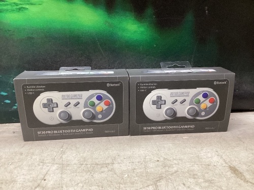 Lot of (2) 8Bitdo SF30 Pro Gamepad - Grey - Lot 454
