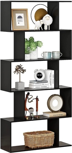 5-Tier Geometric Bookshelf, Black - Lot 844