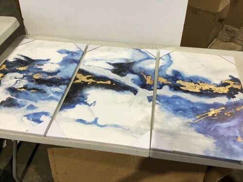 3 Panel Abstract Wall Art - Lot 1125