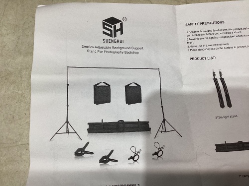Shenghui Photo Video Studio 10 Ft Adjustable Background Stand Backdrop Support System Kit with Photography Background Holder Carry Bag  - Lot 497