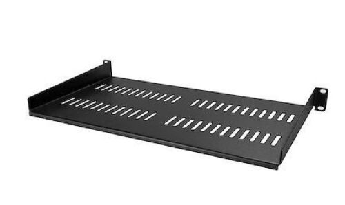 1U Server Rack Shelf - Universal Vented Rack Mount Cantilever Tray for 19" Network Equipment Rack & Cabinet - Heavy Duty Steel – Weight Capacity 50lb/23kg - 10" Deep Shelf, Black - Lot 1171