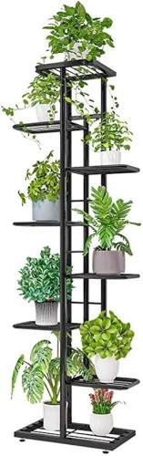 Metal Plant Stand 8 Tier 9 Potted, Multiple Flower Pot Holder Shelves Organizer - Lot 812