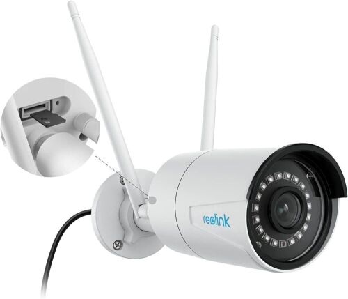 Security Camera Outdoor, Reolink 4MP Plug-in WiFi Security Cameras System for Home, 2.4/5Ghz WiFi, Night Vision, IP66 Waterproof, Motion Detection, Work with Google Assistant, RLC-410W  - Lot 368