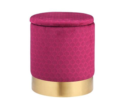 TMEE Velvet Round Ottoman Storage Stool - Lot 783