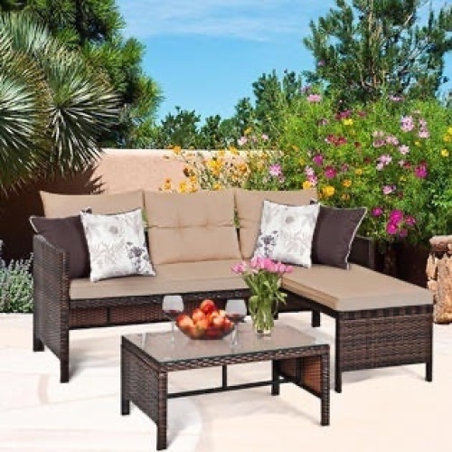 3PCS Patio Wicker Rattan Sofa Set - Lot 164