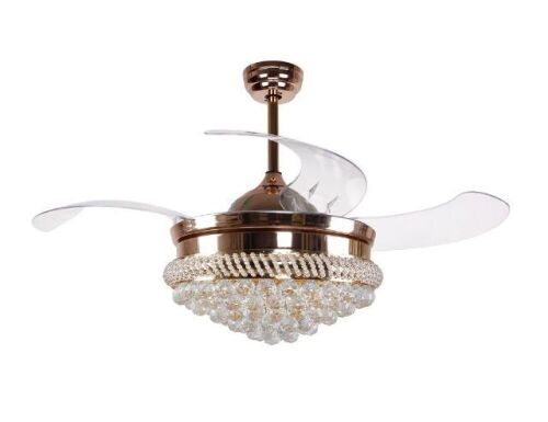 Modern Crystal LED Ceiling Fans with Light Kit and Remote - Lot 160