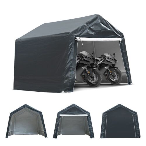 TOOCA 10x10x8.7 Ft Portable Garage Carport Tent Kit for Motorcycle Gardening Vehicle Storage, Gray - Lot 15
