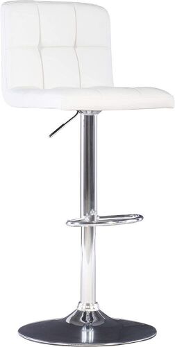 Powell Quilted Faux Leather and Chrome Adjustable Height Bar Stool, White  - Lot 280