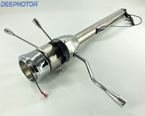 28" GM Style Universal Column Shift Steering Column+9 holes Wheel Adpater Polish  - Lot 27