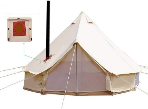 UNISTRENGH 4 Season 4M Waterproof Cotton Canvas Bell Tent with Roof Stove Jack Hole  - Lot 19