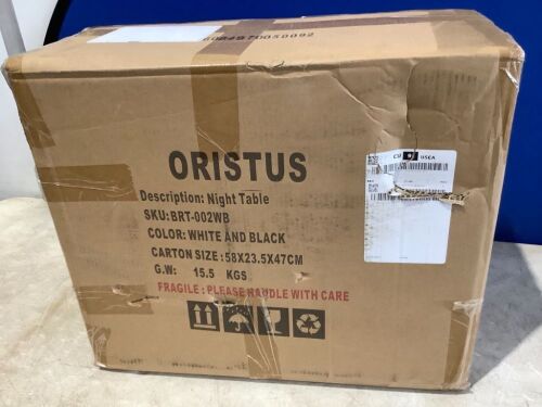 ORISTUS Night Table, White/Black  - Lot 189