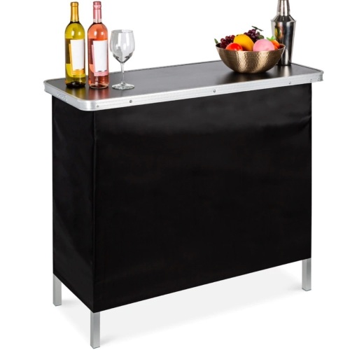 Portable Pop-Up Bar Table w/ Carrying Case, Removable Skirt - Lot 294