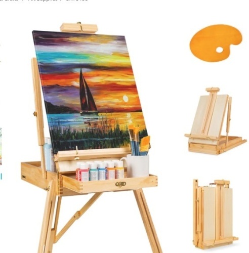 Portable Wooden French Easel, Sketchbox w/ Drawer, Pallet,New - Lot 168