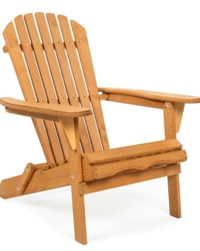 Folding Wooden Adirondack Chair Accent Furniture w/ Natural Finish - Brown,New - Lot 210