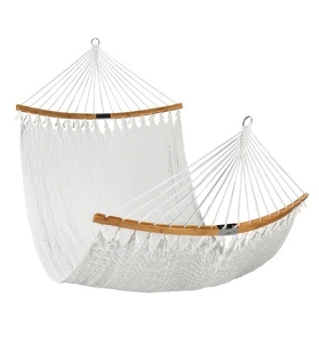 2-Person Woven Polyester Hammock w/ Curved Bamboo Spreader Bar, Carry BagE,Commerce Return - Lot 425