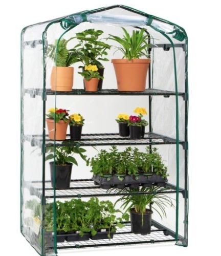 4-Tier Mini Portable Indoor Outdoor Greenhouse w/ Steel Shelves - 40in,NEW - Lot 17