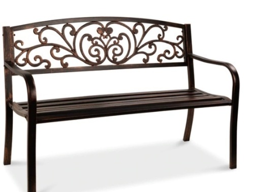 Steel Bench for Outdoor, Patio, Garden w/ Floral Design ,NEW - Lot 25