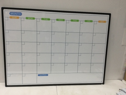 Lockways Dry Erase Calendar Whiteboard, White Board Calendar Monthly 24" x 18", Wall-Mounted Aluminum Framed Calendar Board,NEW - Lot 64