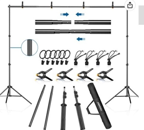 FUDESY Backdrop Stand 7x10Ft Adjustable Photography Background Support System Kit for Photo Video Studio with Carry Bag,Spring Clamps,NEW - Lot 89