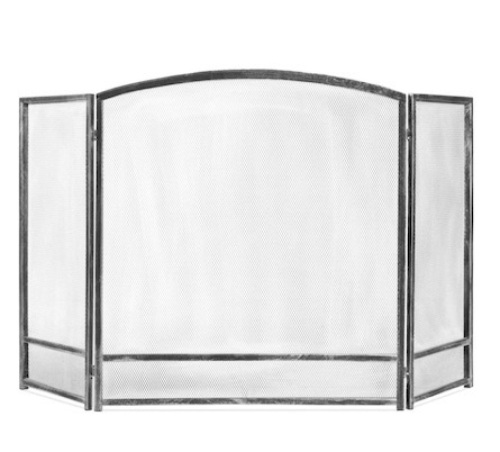 3-Panel Simple Steel Mesh Fireplace Screen w/ Rustic Worn Finish - 47x29in,new - Lot 148