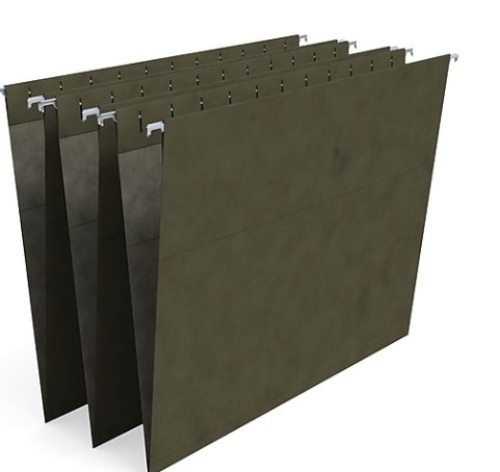 Staples Hanging File Folder, 5-Tab, Letter Size, Standard Green, 50/Box ,New - Lot 186