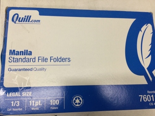 MANILA FILE FOLDERS 1/3-CUT T,New - Lot 187