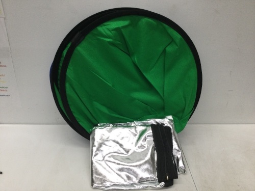 4 in 1 Green Screen Photography Backdrop Light Reflector Chromakey Chromakey Collapsible Reversible Background Cotton Muslin Portable Photo （Green Blue Sliver Gold),New - Lot 264