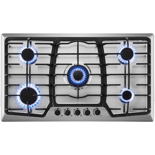 VEVOR 36" Built-in Gas Cooktop 5 Burners Stainless Steel With Liquid Propane Conversion Kit Thermocouple Protection - Appears New  - Lot 95