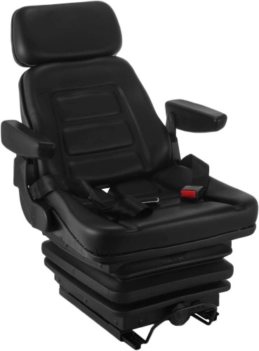 VEVOR Suspension Seat with Slide Rails, Adjustable Backrest Headrest Armrest, Foldable Heavy Duty for Tractor Forklift Excavator Skid Steer - Appears New   - Lot 99