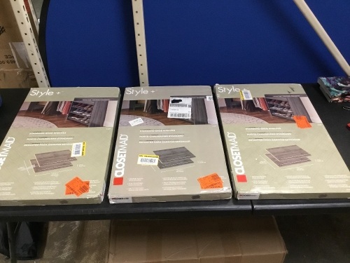 Lot of (3) ClosetMaid Style+ Teak Shoe Shelf Kits - Appear New  - Lot 125