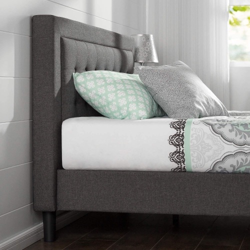 Zinus Dachelle Upholstered Platform Bed Frame, Wood Slat Support, No Box Spring Needed, Easy Assembly, Queen - Appears New   - Lot 134