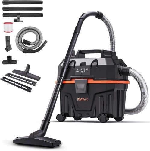 TACKLIFE 4 Gallon 1200W 4.5 Peak Hp Bagless Wet Dry Vacuum. Appears New - Lot 143
