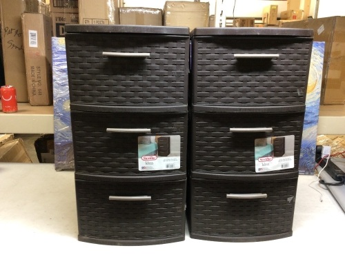 Sterilite 3 Drawer Weave Tower, Set of 2, Espresso - Appear New  - Lot 269