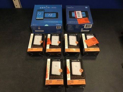 Lot of (2) Emerson Sensi Touch WiFi Smart Thermostats & (6) Cadet 3600W Programmable Electronic Thermostats - E-Comm Returns, Appear New  - Lot 288