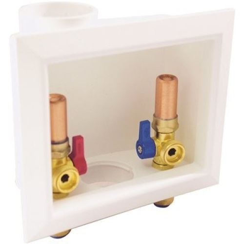 Tectite 1/2" Brash Push-to-Connect x 3/4" Male Hose Thread Washing Machine Outlet Box with Water Hammer Arrestors - Appears New - Lot 323