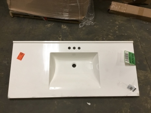 49" x 22" Cultured Marble Vanity Top with Sink, White - New with Damage - Lot 359