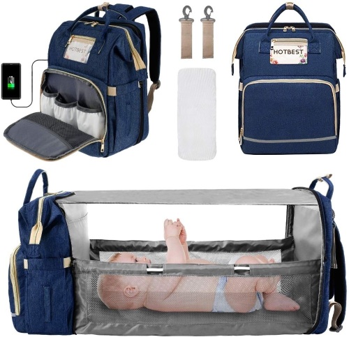 HOTBEST 3-in-1 Diaper Bag Backpack Changing Bed - Appears New  - Lot 379