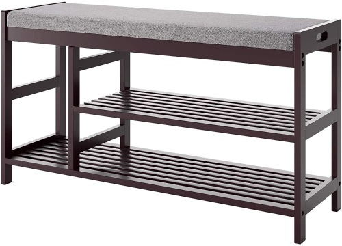 HOMECHO Modern 3 Tier Shoe Rack with Storage and Foam Bench Seat - E-Comm Return, Appears New    - Lot 392