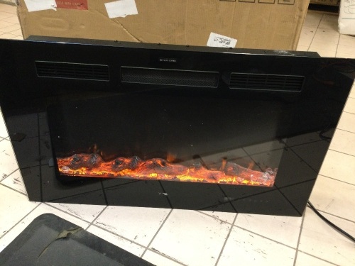 Flameline 36" Recessed Electric Fireplace, Remote Control, Touch Screen, Adjustable Flame Color, Speed and Brightness, 750W-1500W - E-Comm Return, Powers On Not Tested Further   - Lot 505